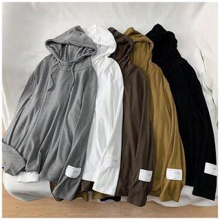 Long-sleeve Hooded Applique T-shirt
