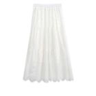 Band-waist Eyelet Midi A-line Skirt