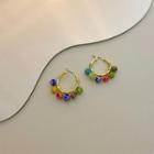 Acrylic Alloy Hoop Earring 1 Pair - Yellow & Blue & Green - One Size