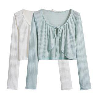 Long-sleeve Round-neck Drawstring Jacket