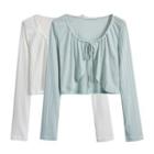 Long-sleeve Round-neck Drawstring Jacket