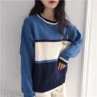 Color Block Sweater Color Block - Blue & White - One Size