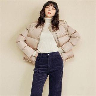 Crew-neck Zip-up Padded Jacket