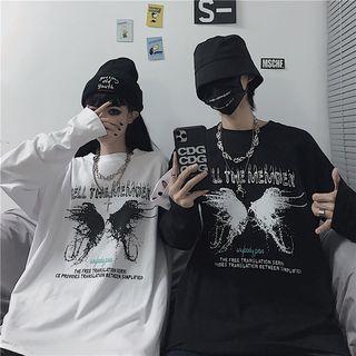 Couple Matching Wings Print Long-sleeve T-shirt