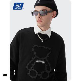 Bear-embroidered Loose Sweatshirt