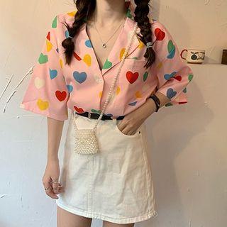 Heart Elbow-sleeve Shirt