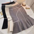 Two-tone High-waist Knit Skirt