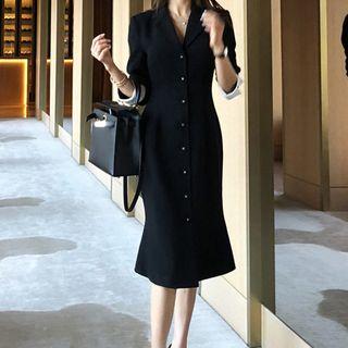 3/4-sleeve Single-breasted Mermaid Sheath Dress