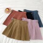 Corduroy High-waist Pleated Skirt