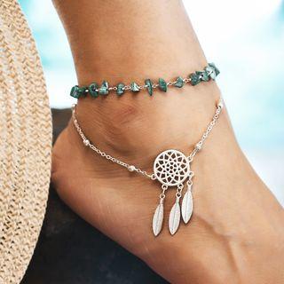 Turquoise Dream Catcher Layered Anklet