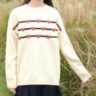 Heart Jacquard Sweater Beige - One Size