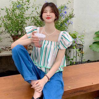 Sleeveless Striped Flowy Top Green - One Size