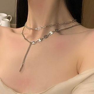 Layered Chain Choker Silver - One Size