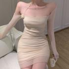Asymmetrical Cold-shoulder Sheath Dress