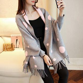 Fringed Dotted Cardigan
