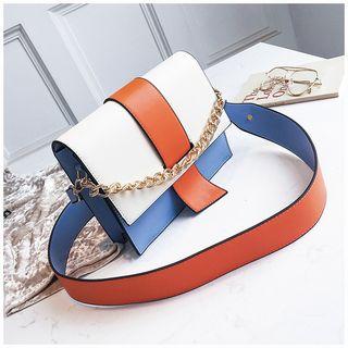 Color Panel Chained Shoulder Bag