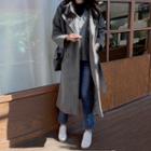 Double-breasted Wool Blend Long Coat Gray - One Size