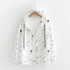 Printed Hooded Light Jacket White - One Size