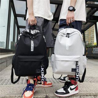 Lettering Pocket Detail Canvas Backpack