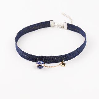 Planet Pendant Choker Blue - One Size