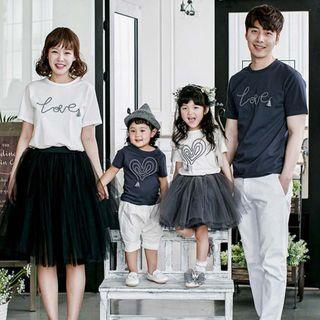 Family Matching Tassel Detail Short-sleeve T-shirt / Mesh A-line Skirt / Plain Pants