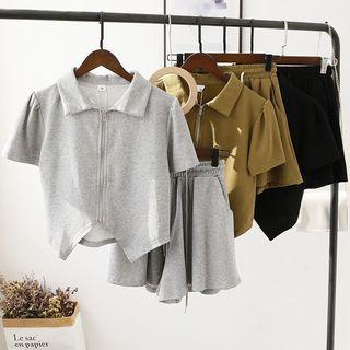 Set: Short-sleeve Zip-up T-shirt + Shorts