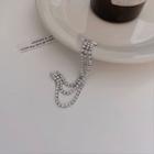Rhinestone Fringed Ear Cuff Drop Earring 1 Piece - Right Ear - Silver - One Size