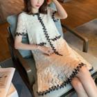 Contrast Trim Crochet Dress