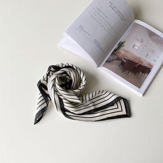 Striped Lightweight Square Scarf Ivory - One Size