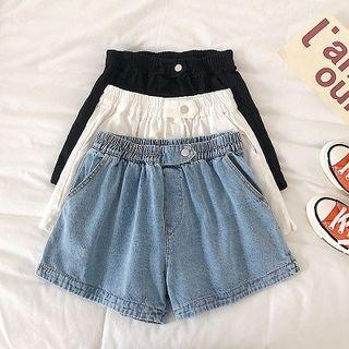 High-waist Denim Wide-leg Shorts