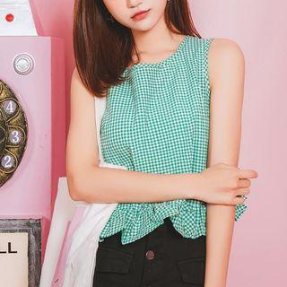 Plaid Frill Hem Tank Top