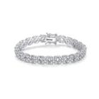 Fashion And Elegant Flower Bracelet With Cubic Zirconia 19cm Silver - One Size