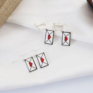 Alloy Heart Envelope Dangle Earring