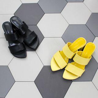 Dual-strap Kitten-heel Mules
