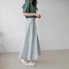 Band-waist A-line Stripe Maxi Skirt