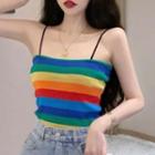 Rainbow Stripe Camisole Top Stripes - Blue & Green & Yellow & Orange & Red - One Size