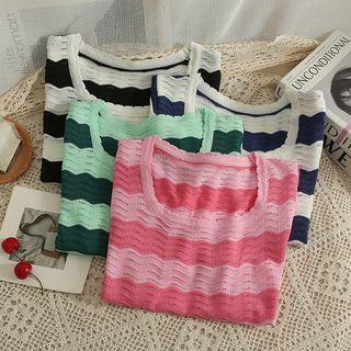 Colorblock Slim-fit Crop T-shirt