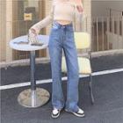 Cutout Mid Rise Wide Leg Jeans