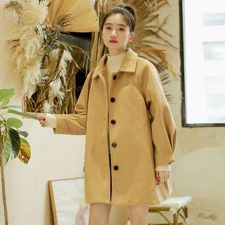 Plain Sleeve Woolen Jacket Camel - One Size