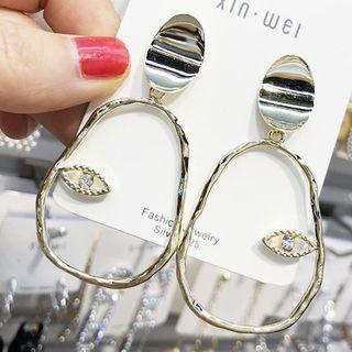 Rhinestone Eye Alloy Hoop Dangle Earring As Shown In Figure - One Size
