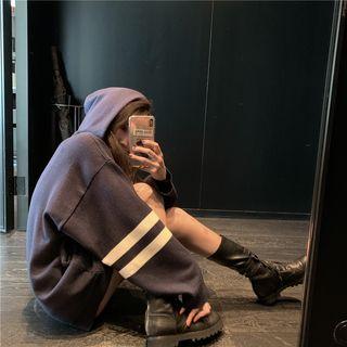 Contrast Lining Zip Knit Hoodie