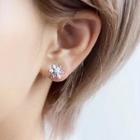 925 Sterling Silver Rhinestone Snowflake Earring 1 Pair - As Shown In Figure - One Size
