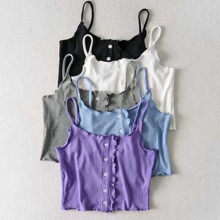 Button-up Frill Trim Camisole Top