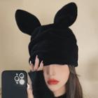Ear Accent Knit Beanie Black - One Size