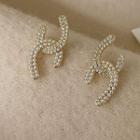 Rhinestone Faux Pearl Dangle Earring 1 Pair - Silver Needle - Gold - One Size
