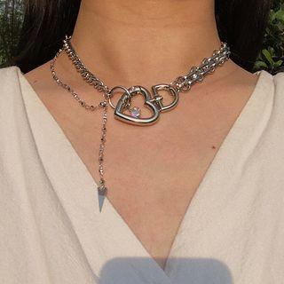 Alloy Heart Chunky Chain Choker 1 Pc - As Shown In Figure - One Size