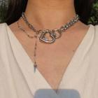 Alloy Heart Chunky Chain Choker 1 Pc - As Shown In Figure - One Size
