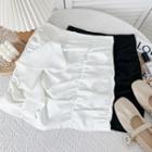 Asymmetrical Ruffle-trim Ruched Mini Skirt
