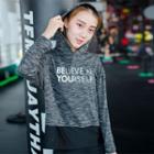 Lettering Hooded Long-sleeve Sports Top