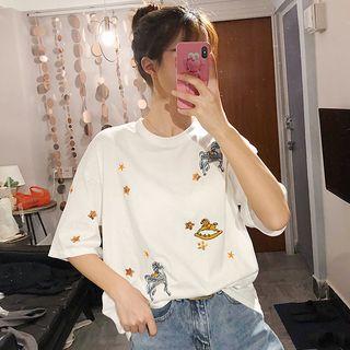 Elbow-sleeve Merry-go-round T-shirt